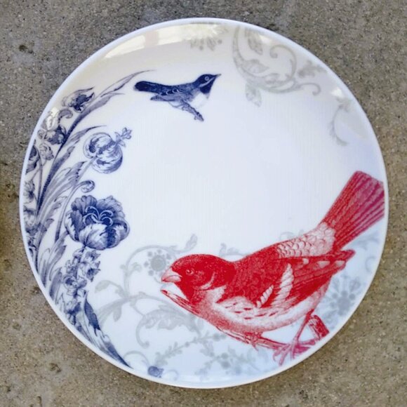 Lovely Set of 4 Porcelain Hand Painted Enameled Plates with Arabesques/ Red Song - Picture 5 of 15